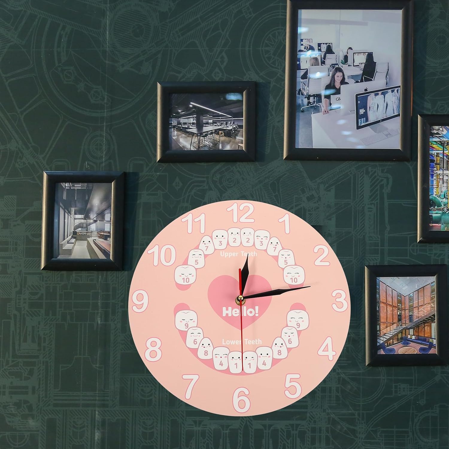 Teething Wall Clock Pendant with Aa Battery Pink Decorative