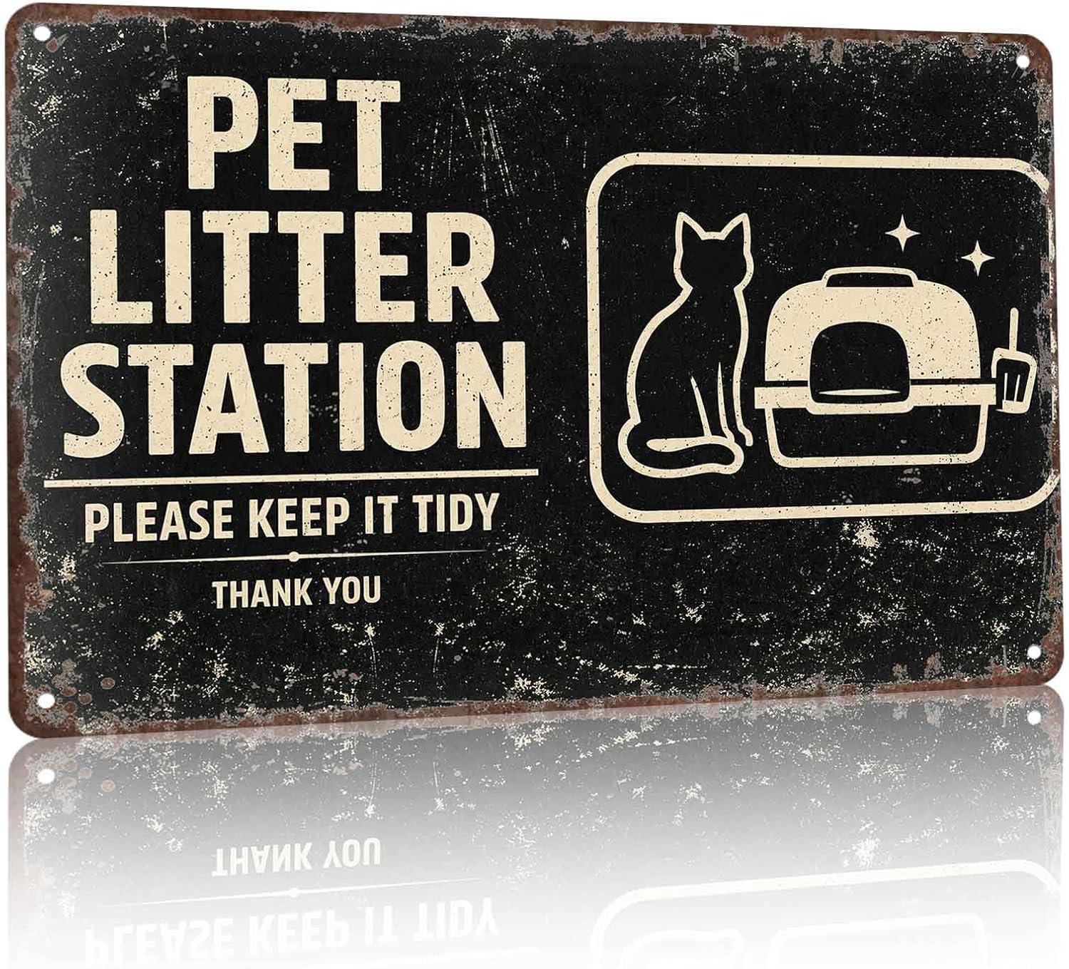 Retro Pet Cat Metal Sign 8x12 In Pet Litter Station Please Keep It Tidy