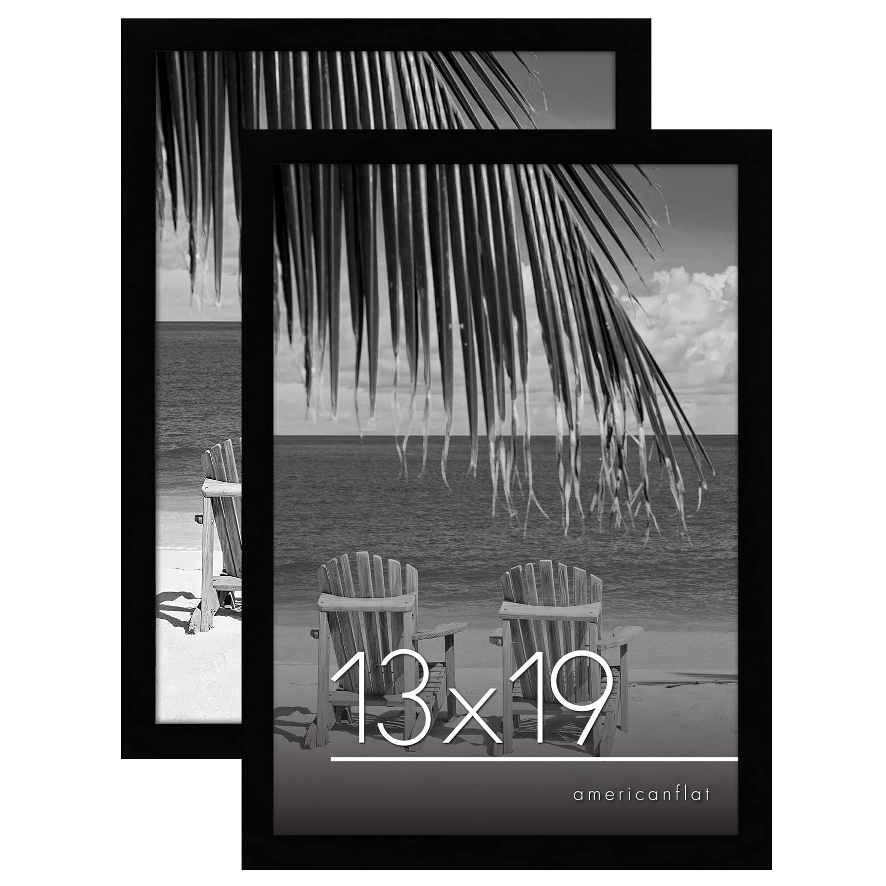 Americanflat 13x19 Picture Frames in Black - Set of 2 - Engineered Wood with Shatter Resistant Glass - Horizontal and Vertical Formats for Wall