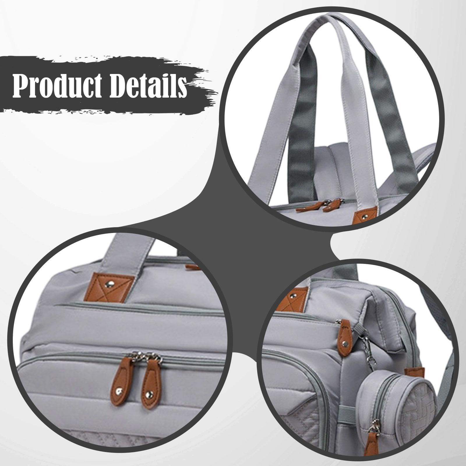 Generic Wickelrucksack, Reisetasche, Große Kapazität, Verschleißfest, mit Schuhfach, Schnulleretui, Kleidung, Grau