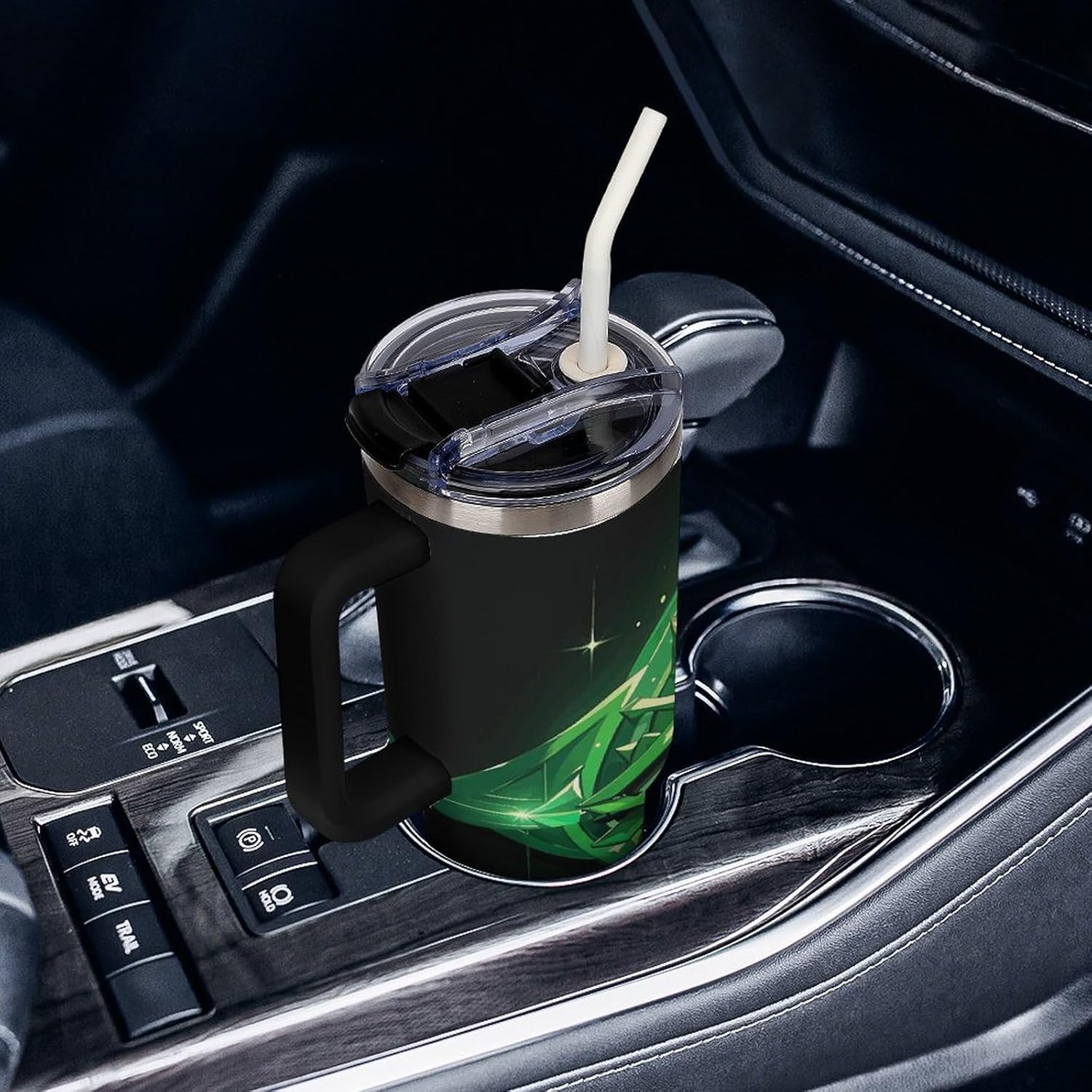 40 Oz Tumbler with Straw And Lid Green Evil Eye Insulated Travel Coffee Mug Stainless Steel Water Bottle Vacuum Insulated Tumblers for Sport Work Car Travel Weekends