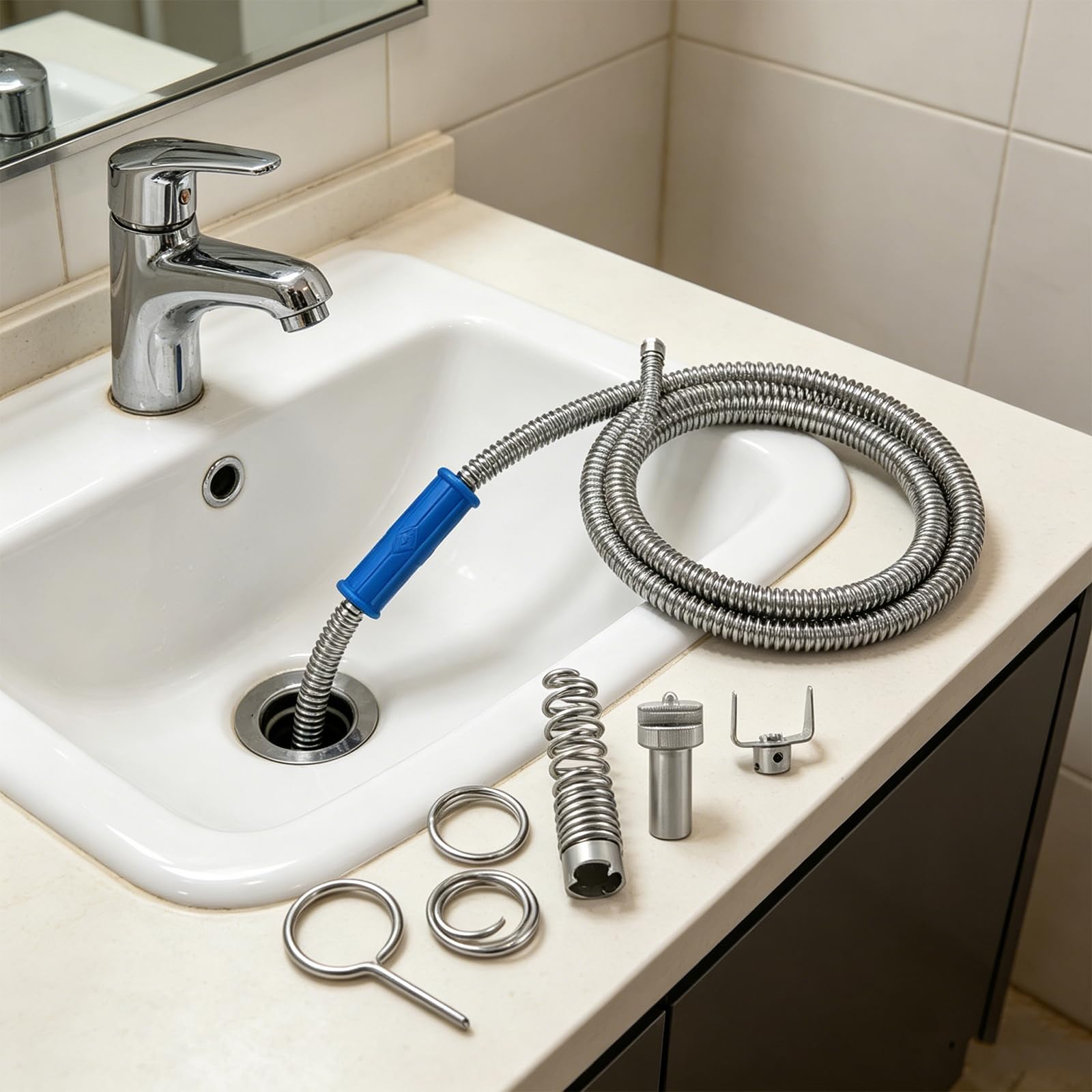 Set di 10 attrezzi per sbloccare tubi ad alta resistenza, con diametro di 12 mm, serpenti idraulici per la casa, la manutenzione degli impianti idraulici, lo scarico e lo sblocco