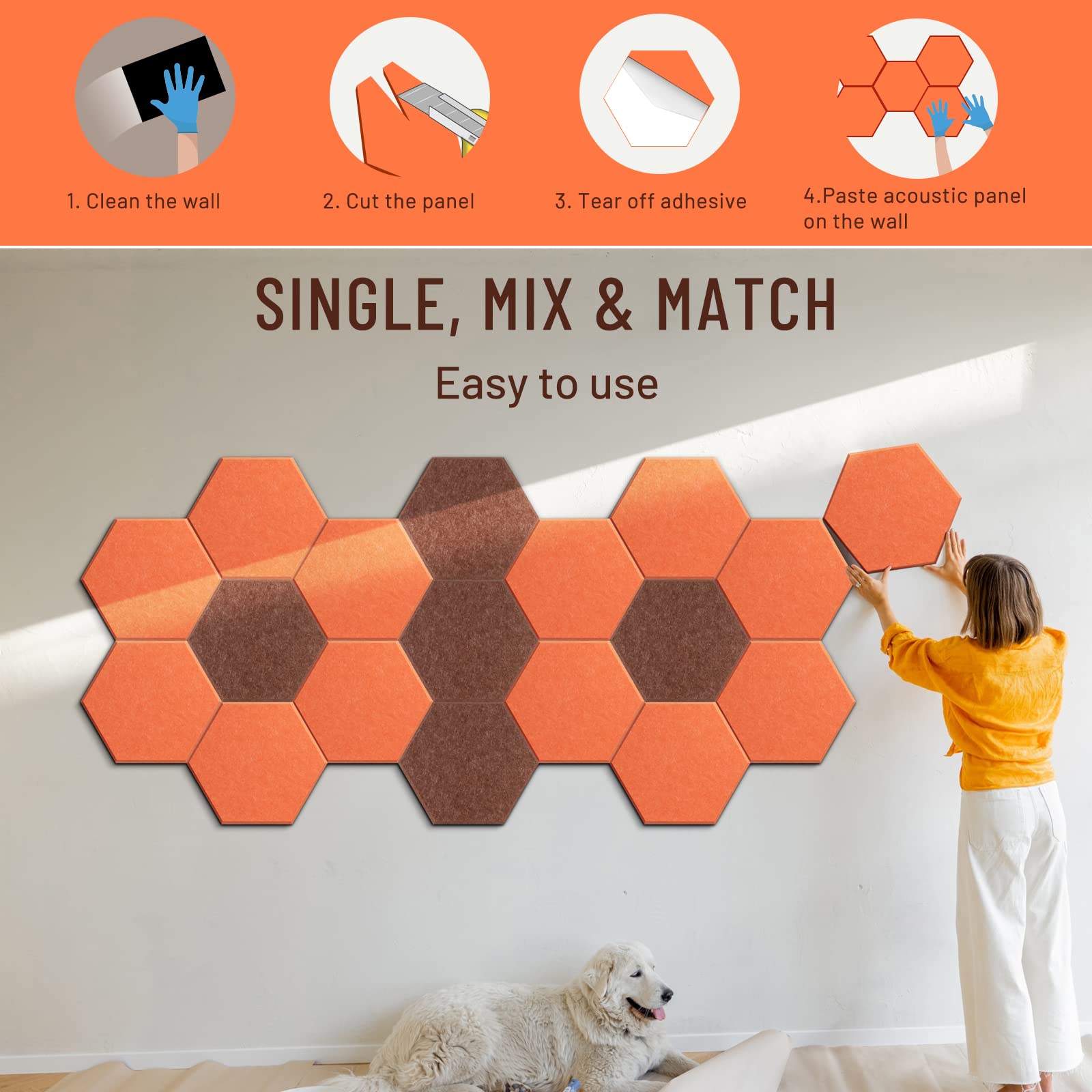 Pannelli Fonoassorbenti Adesivi - 12 Pezzi 31x18cm, Spessore 9mm - Per Home Studio E Ufficio - Foto 2