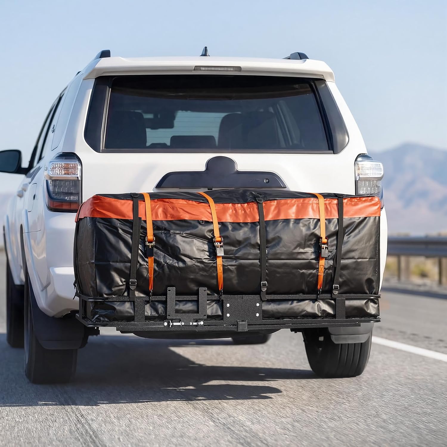 VEVOR Hitch Mount Cargo Carrier, 60" x 36" x 6" Folding Rear Luggage Rack Basket with Waterproof Cargo Bag, 500LBS Capacity High-Strength Steel Hitch Cargo Carrier Fits 2" Receiver for SUV Pickups
