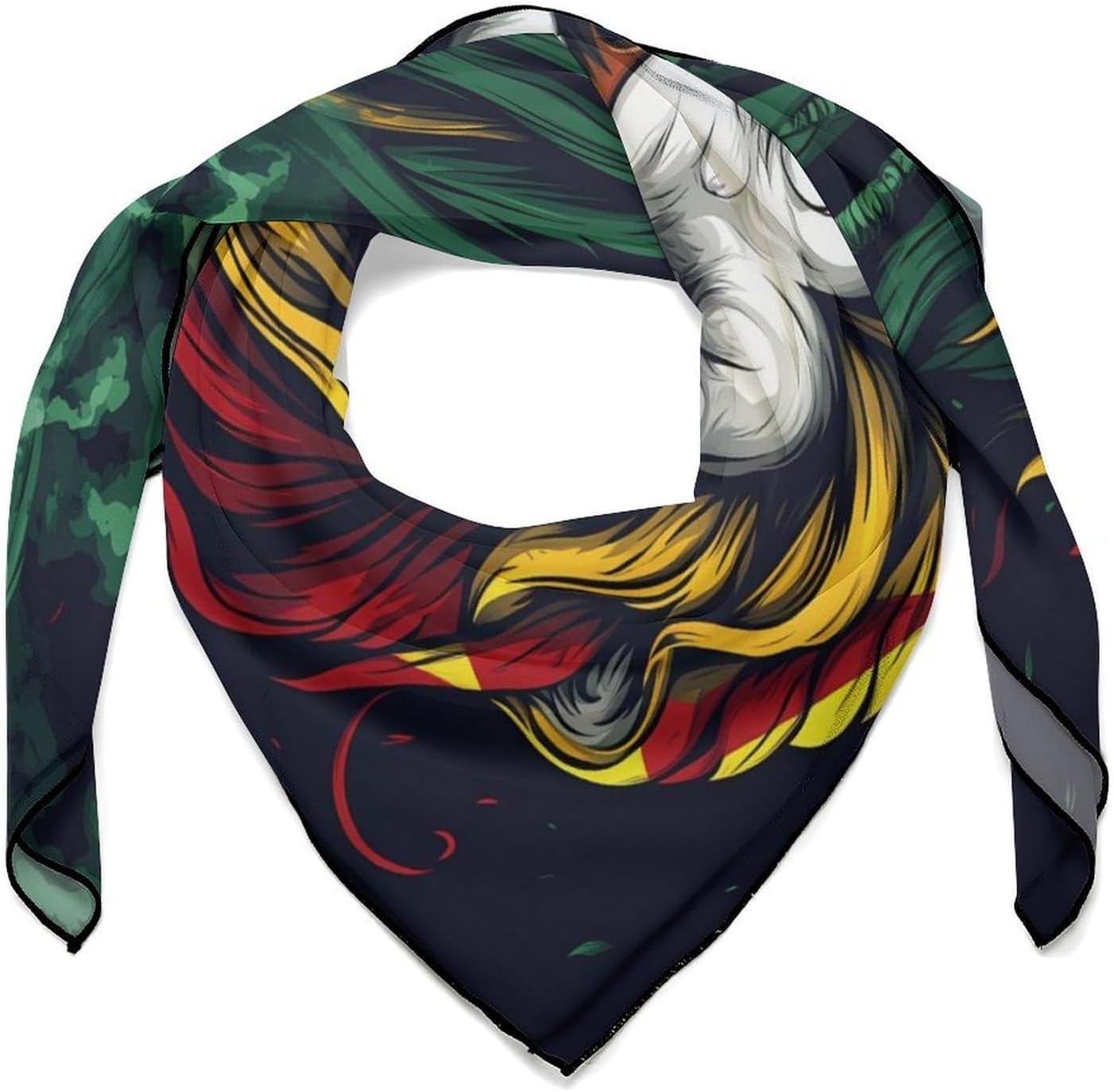 Reggae Lion Smokes Weed Rasta Bandana Fashion Head Scarf Square Silk Scarf Print Neck Hair Scarfs for Women Men Gifts