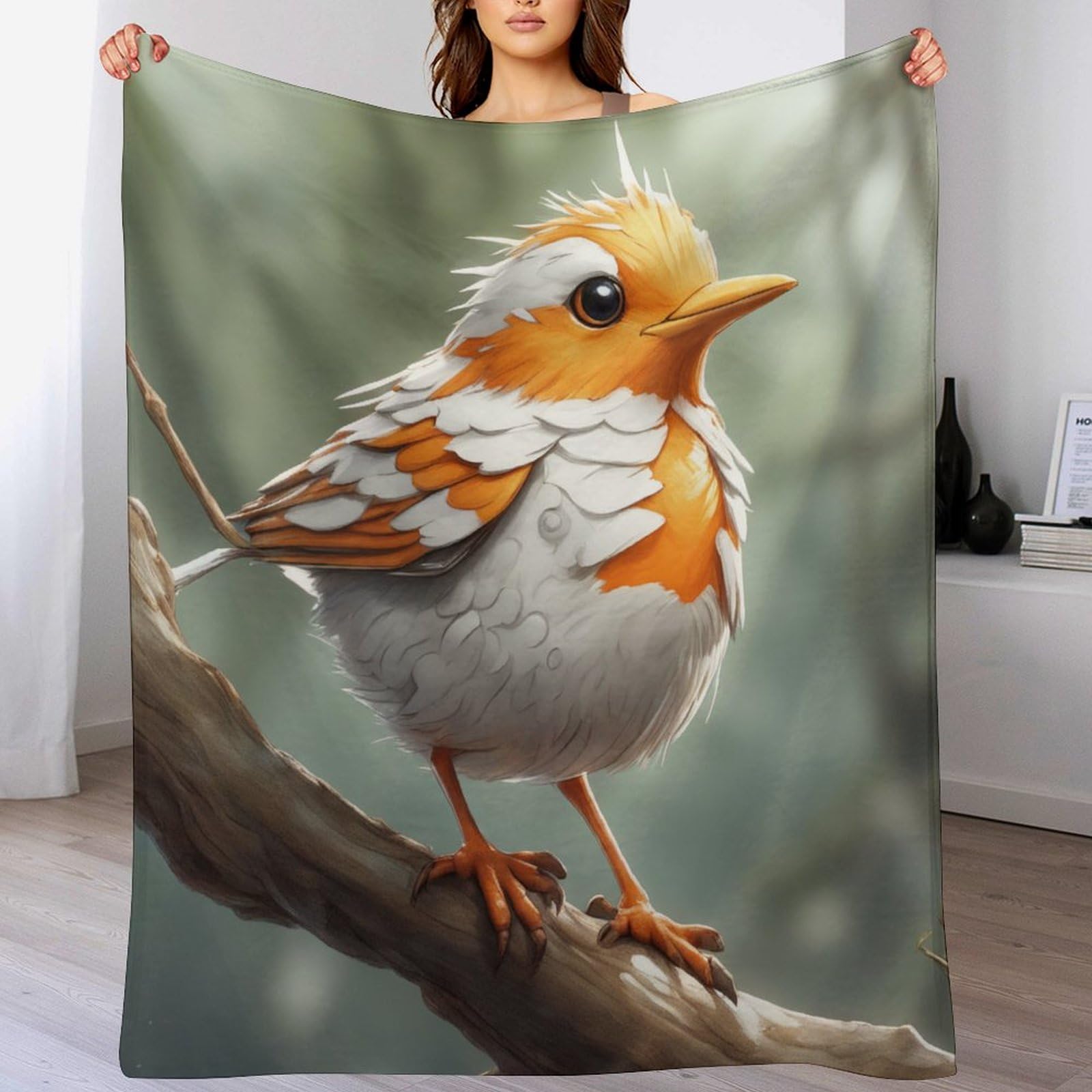 Plaid couverture polaire moelleux pour canapé et lit literie chaude Oiseau Mignon