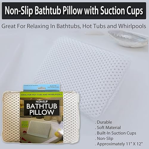 Miniatura 4 de bulk buys OF441 Almohada antideslizante para bañera con ventosas, color blanco