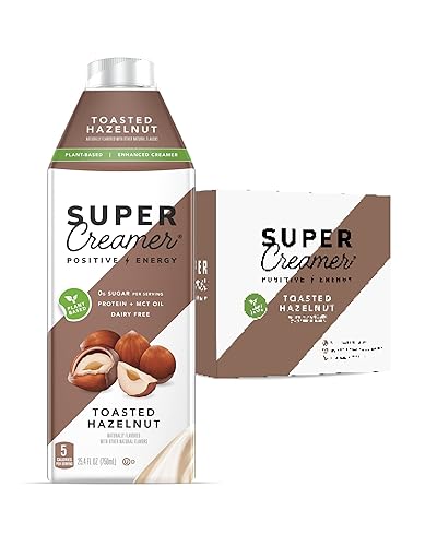 Super Coffee Keto - Crema de café a base de plantas 0.00oz de azúcar añadido, 0.04oz de proteína de guisante, 5 calorías avellana tostada 25.4