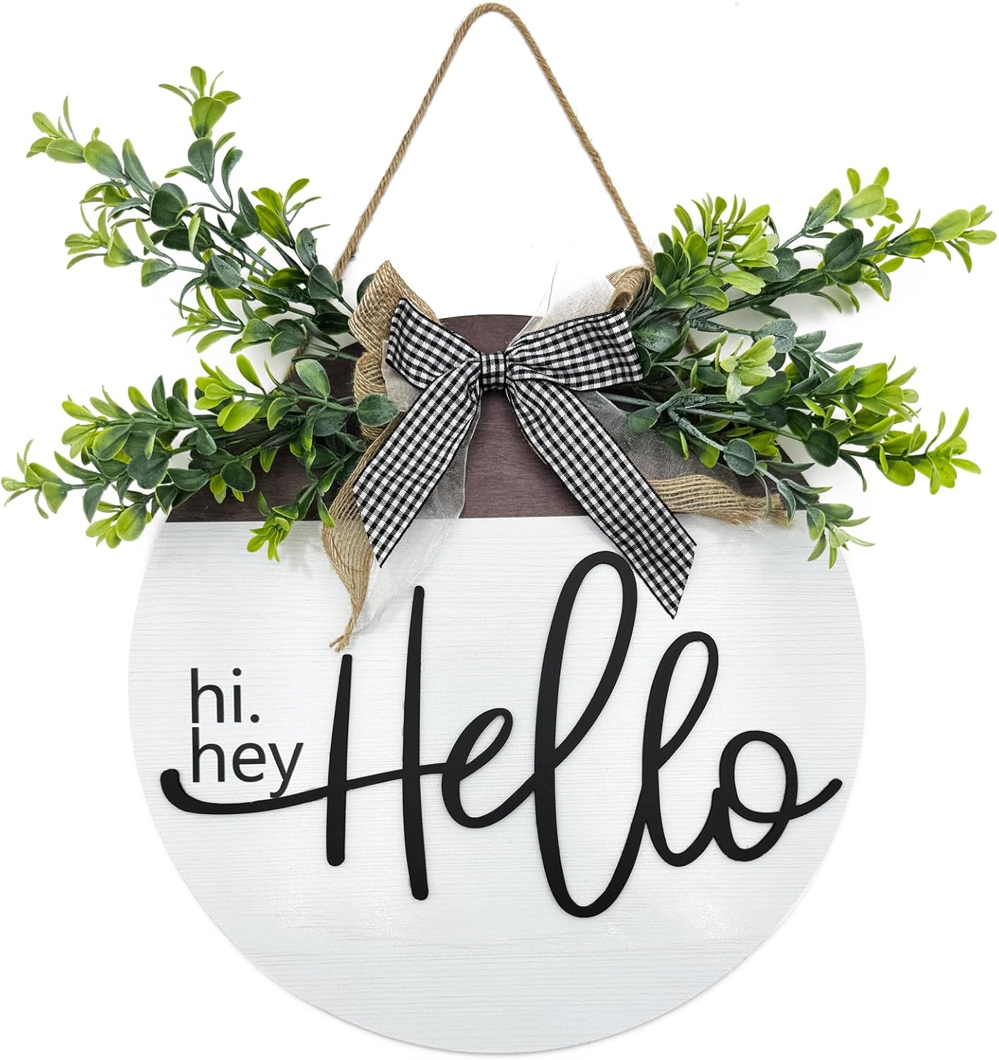 Amazon.com: Round Wood Hello Sign for Front Door,Rustic Hanging Wood ...