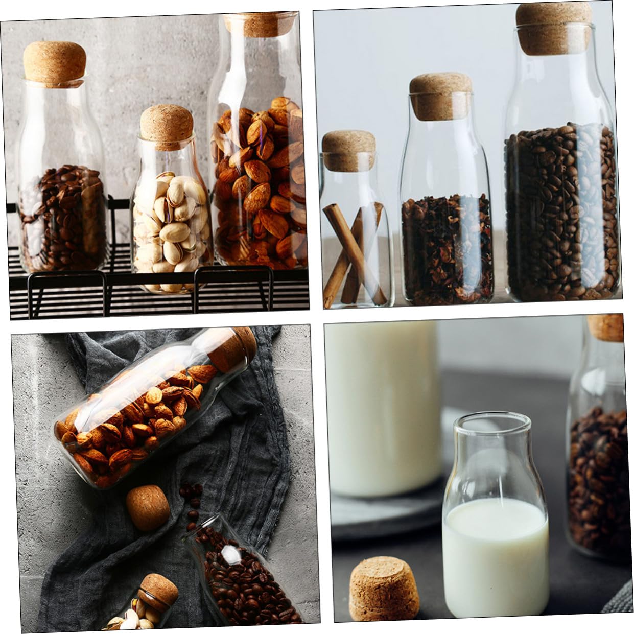 Mobestech 3pezzi Barattoli Vetro per Caramelle Contenitori Trasparenti con Tappo in Sughero Barattoli per Snack Domestici Resistente alle Alte Temperature Facile da Pulire