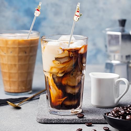 Miniatura 4 de 6 unidades de dijes de Navidad, agitadores de cóctel, palitos de acero inoxidable de 7.5 pulgadas, para mezclar cócteles, chocolate caliente, crema