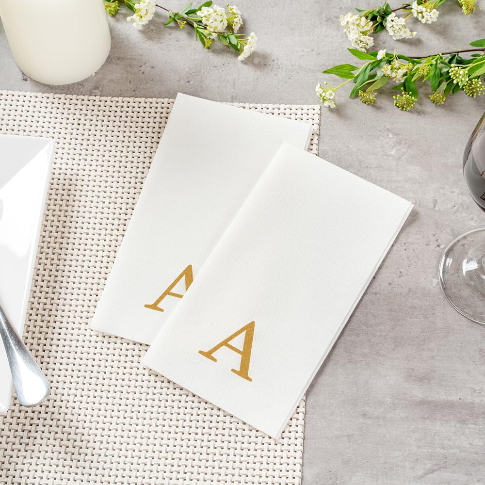 Luxenap - Servilleta rectangular de papel blanco con letra A, diseño de letra A, Air Laid, fuente Sans Serif, 15 3/4 x 8 pulgadas, caja de 2000 unidades