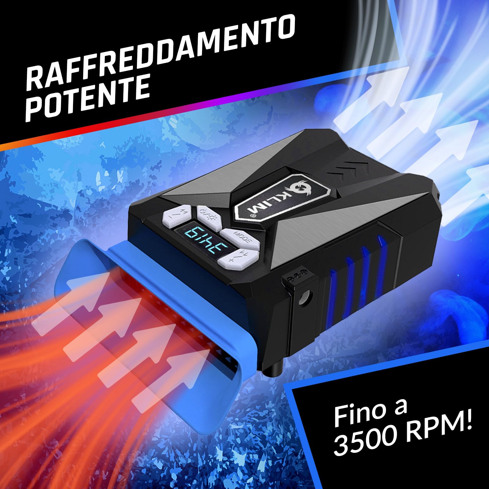 KLIM Cool Universal Raffreddatore per PC Portatile USB Ventola Raffreddamento Blu