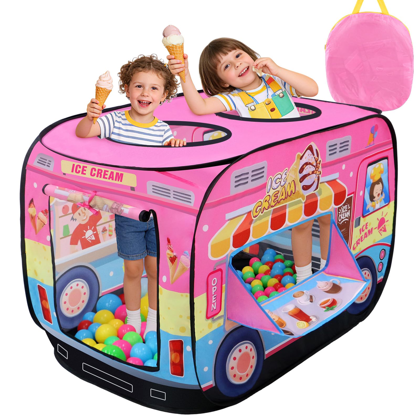 Ice Cream Van Pop Up Play Tent Kids Toddler Indoor Outdoor Playhouse Gift