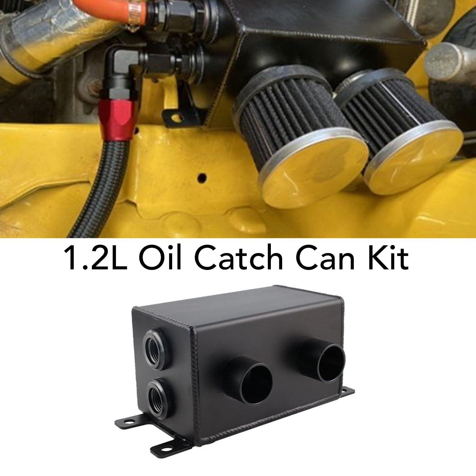 Tbest Serbatoio Recupero Olio Separatore Aria Olio, Filtro Interno con Raccordi AN10, 1,2 L for Protezione Motore