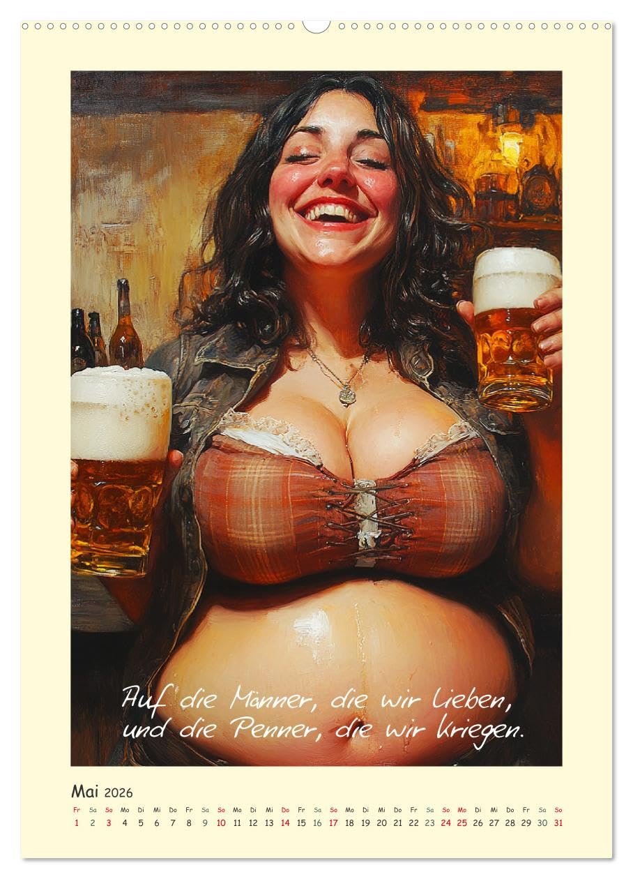 Bier, Bäuche, Sprüche. Spaß mit Hopfen und Malz (hochwertiger Premium Wandkalender 2026 DIN A2 hoch), Kunstdruck in Hochglanz: Ein humorvoller ... rund ums Bier (CALVENDO Hobbys)