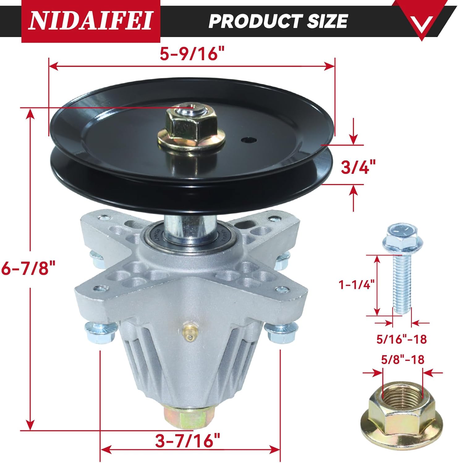 Greased 918-06991 Spindle Assembly Replaces MTD 918-06991, 618-06991 Spindle for Husky LT4200, Craftsman T1000 T105 T110 T1200 T130 T1400 T1800 T2100 T2600 T2700 T3000 42" Deck Movers