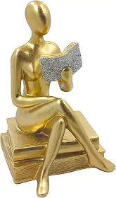 Leitora Estatueta Decorativa Leitura Mulher que Lê Decoração Ornamento Elegante Estátua Pensador Thinker Homem que Lê Abstrata DOL (leitora 09A)
