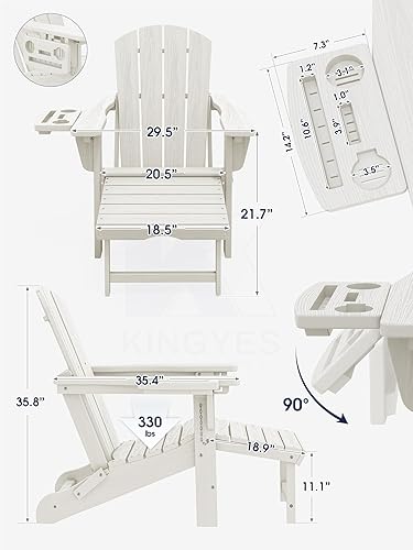 Miniatura 2 de KINGYES Silla Adirondack plegable ajustable con reposapiés y organizador de reposabrazos multifuncional 4 en 1, silla Adirondack plegable de HDPE