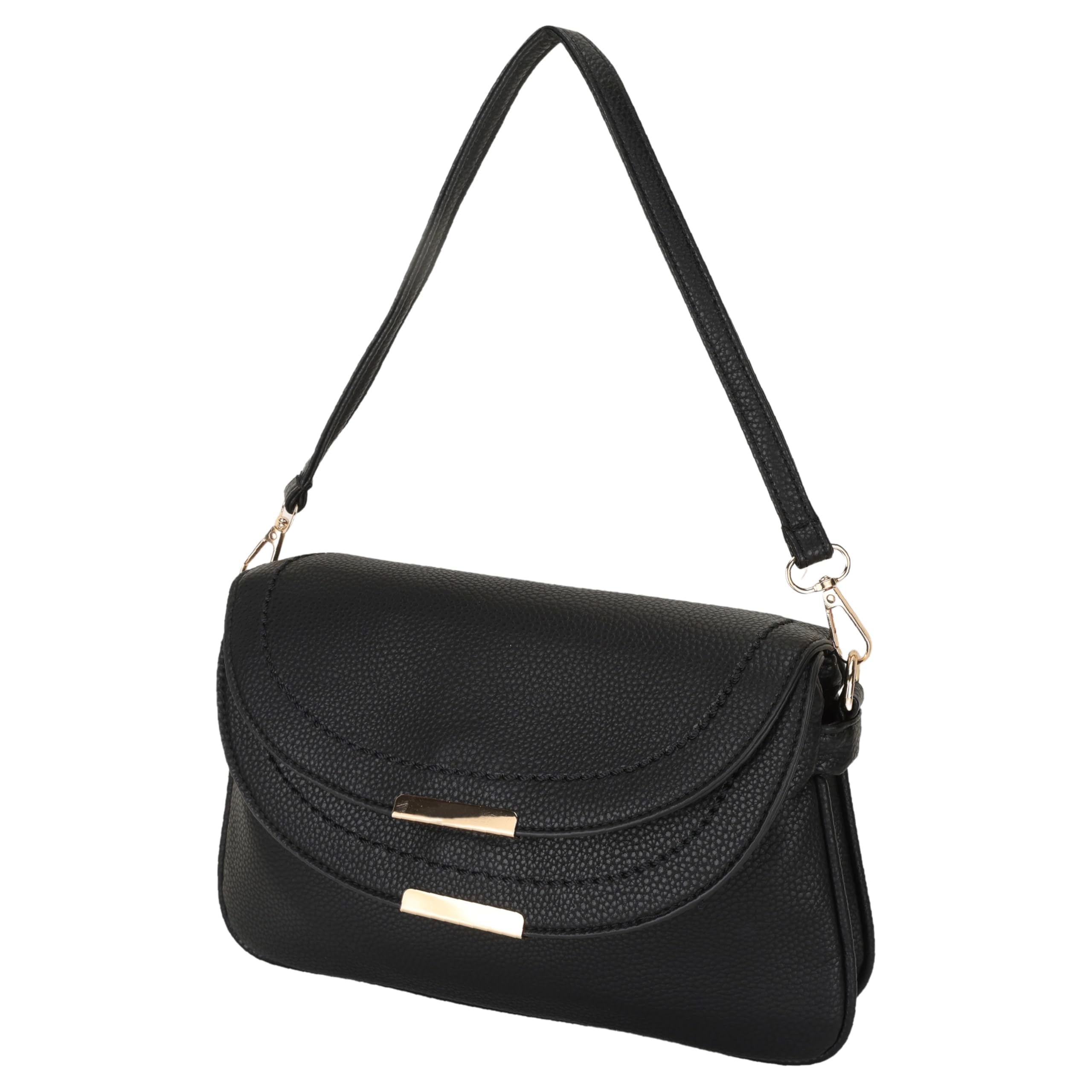 SIBY Snap Purse | PU Leather Fashion Quilted Crossbody Shoulder Bag for Women with Removable Straps - Black (B0CSFLL8X8) Amazon Price History, Amazon Price Tracker