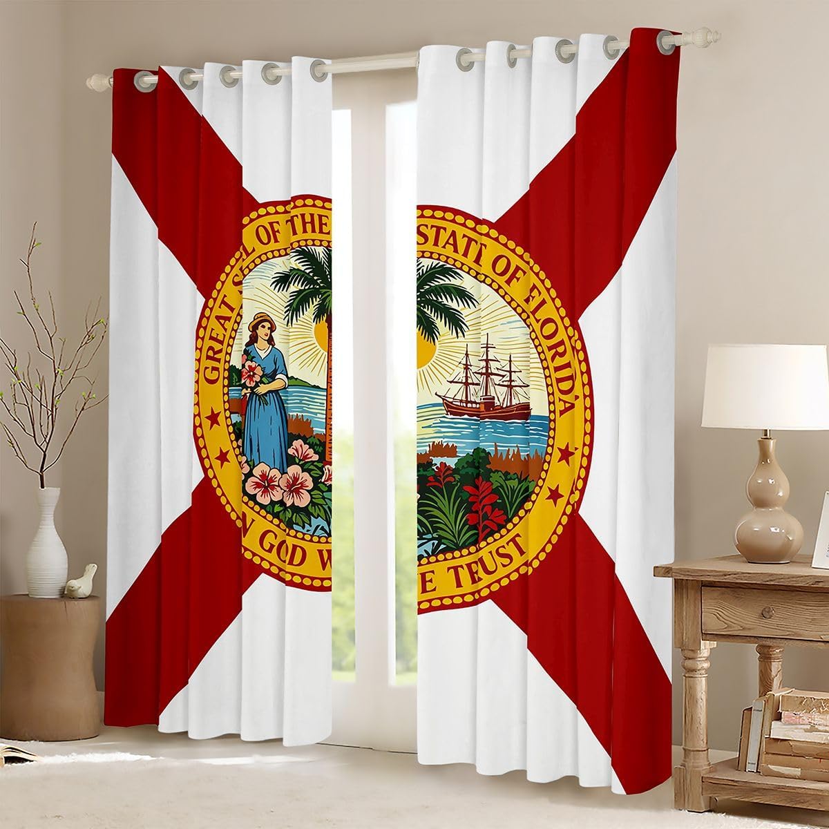 Feelyou Florida State Flag Blackout Curtains 2 Panels 38x54 Inch