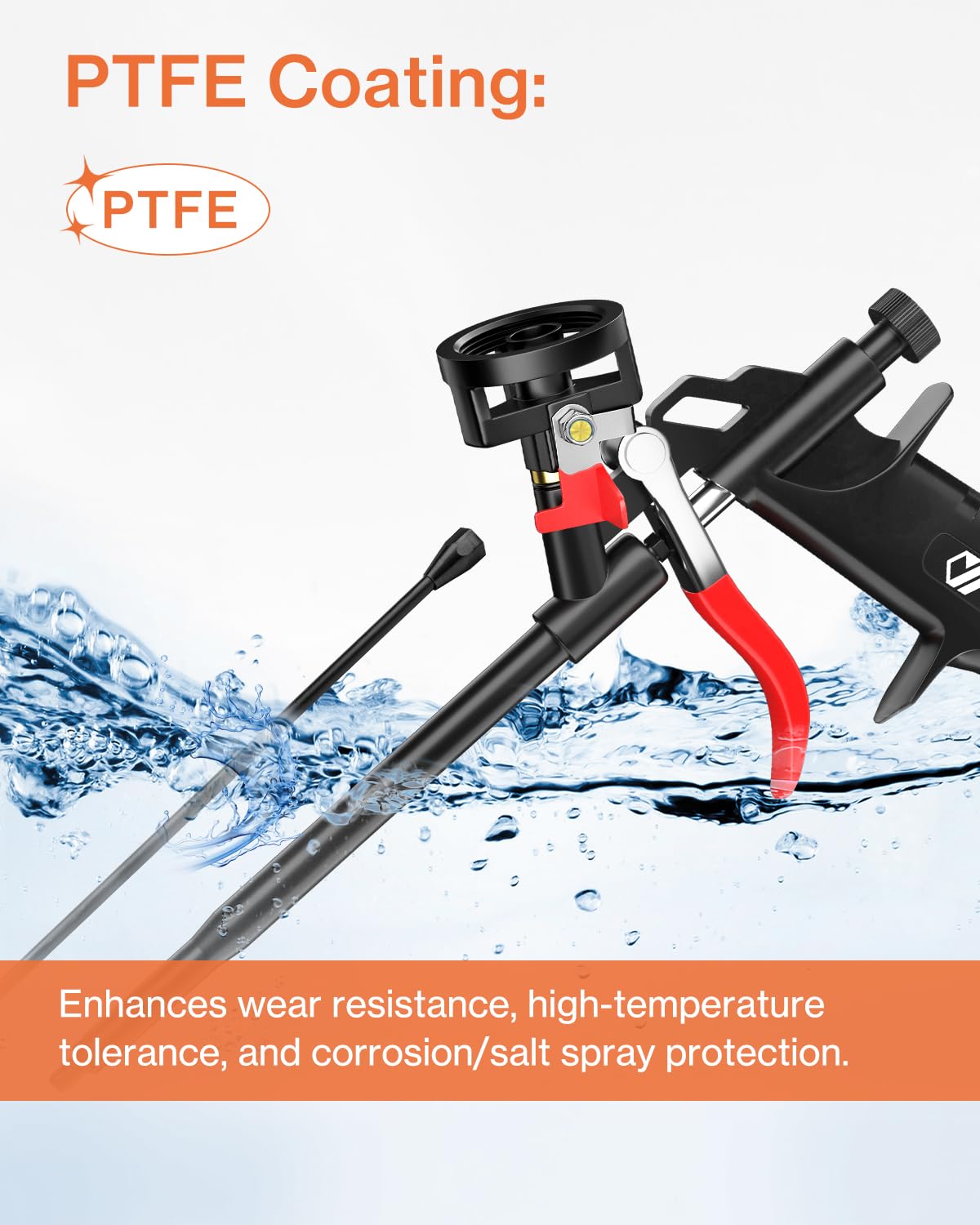 Lytool Pistolet Mousse Expansive 320 mm avec Rallonge – Valve Auto-Fermante, Pistolet à Mousse PU, Sans Nettoyant, Dosage Précis, étanche et Sans Qouttes – Pistolet Mousse de Montage