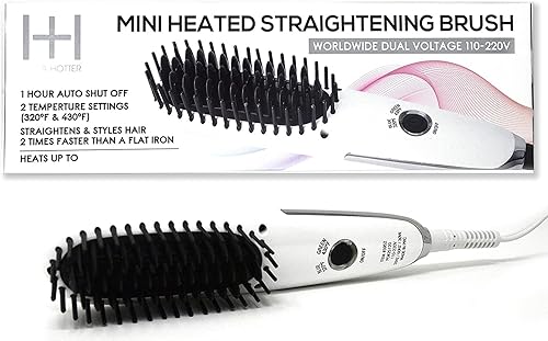 Miniatura 3 de Hot & Hotter - Mini cepillo alisador térmico - (2) ajustes de temperatura (320 F y 430 F) - Apagado automático - Cable giratorio - Voltaje dual