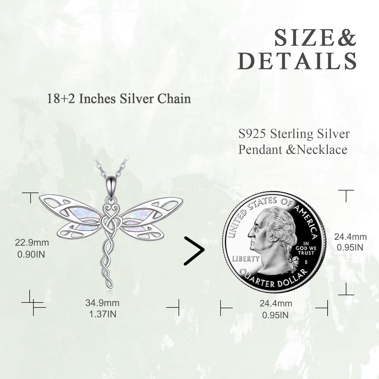 AOBOCO Dragonfly Necklace 925 Sterling Silver Pendant Necklaces for Women Animal Lovers - Image 2