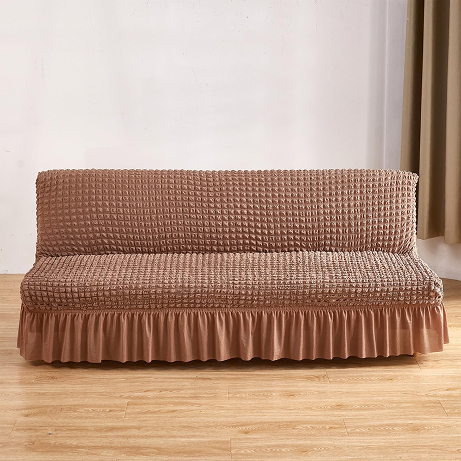 Housse de futon extensible camel en seersucker pour clic-clac