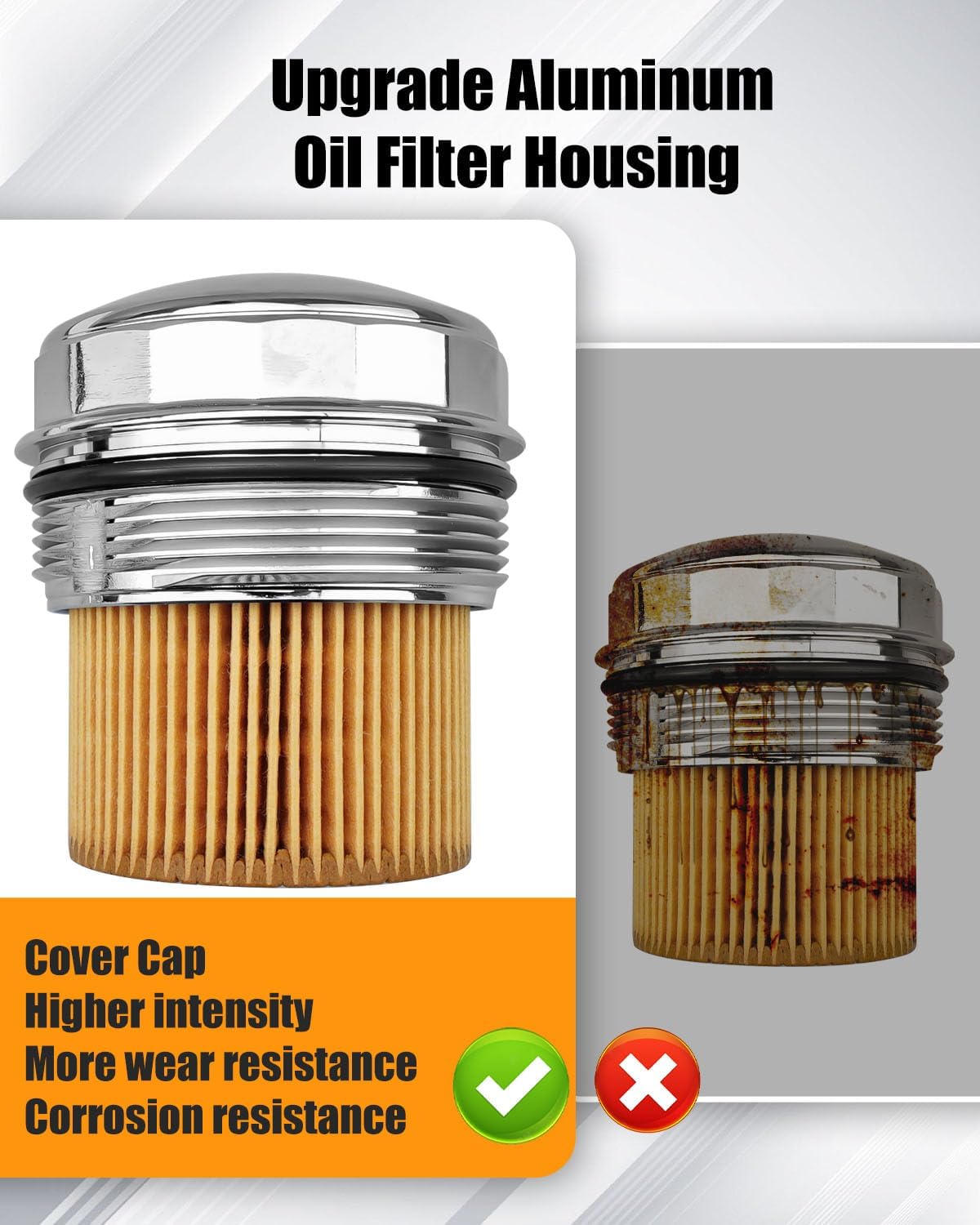 Aluminum Oil Filter Housing Cover Cap Replace 11427525334 11427525334 11427541827 Compatible With BMW E60 E70 E90 E93 F10 F30 128i 135i 528i 528i 328i 530i 740i X3 X5 X6 Z4 with Oil Filter & Gasket