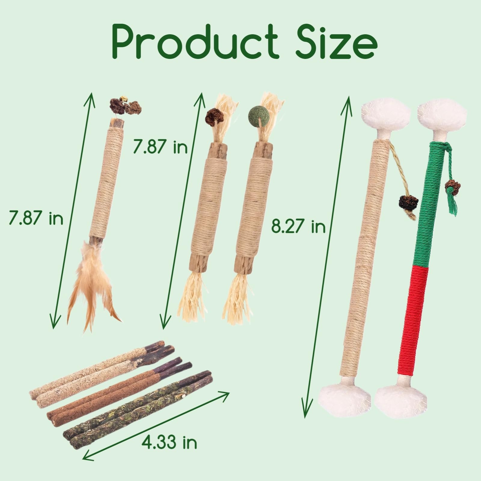 Silvervine Sticks Katzenminze, Seil-Spielzeug-Set für Katzen, Zahnreinigung, Kauspielzeug, Kätzchen, Zahnpflege-Spielzeug für Indoor-Katzen, um Mund- und Zahngesundheit zu fördern