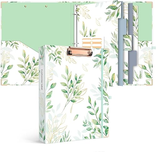 Miniatura 310 de Ospelelf Mini 3 Ring Binder, 2 Inch, Cute Pink Marble Binder for 5.5" x 8.5" with 5 Tab Dividers, File Folder Labels and Low Profile Clipboards