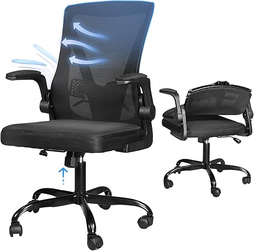 Sillas de escritorio con ruedas silla ergonómica DualThunder de oficina silla de oficina de malla soporte trasero y brazos abatibles para adultos