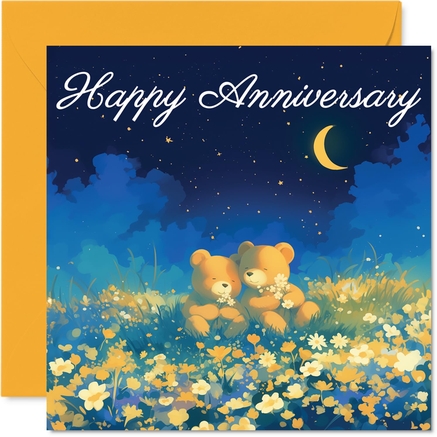 Cute Anniversary Card - Bears in Love - Romantic Happy Anniversary Card for Women Men, 145mm Sweet I Love You Anniversaries Greeting Cards