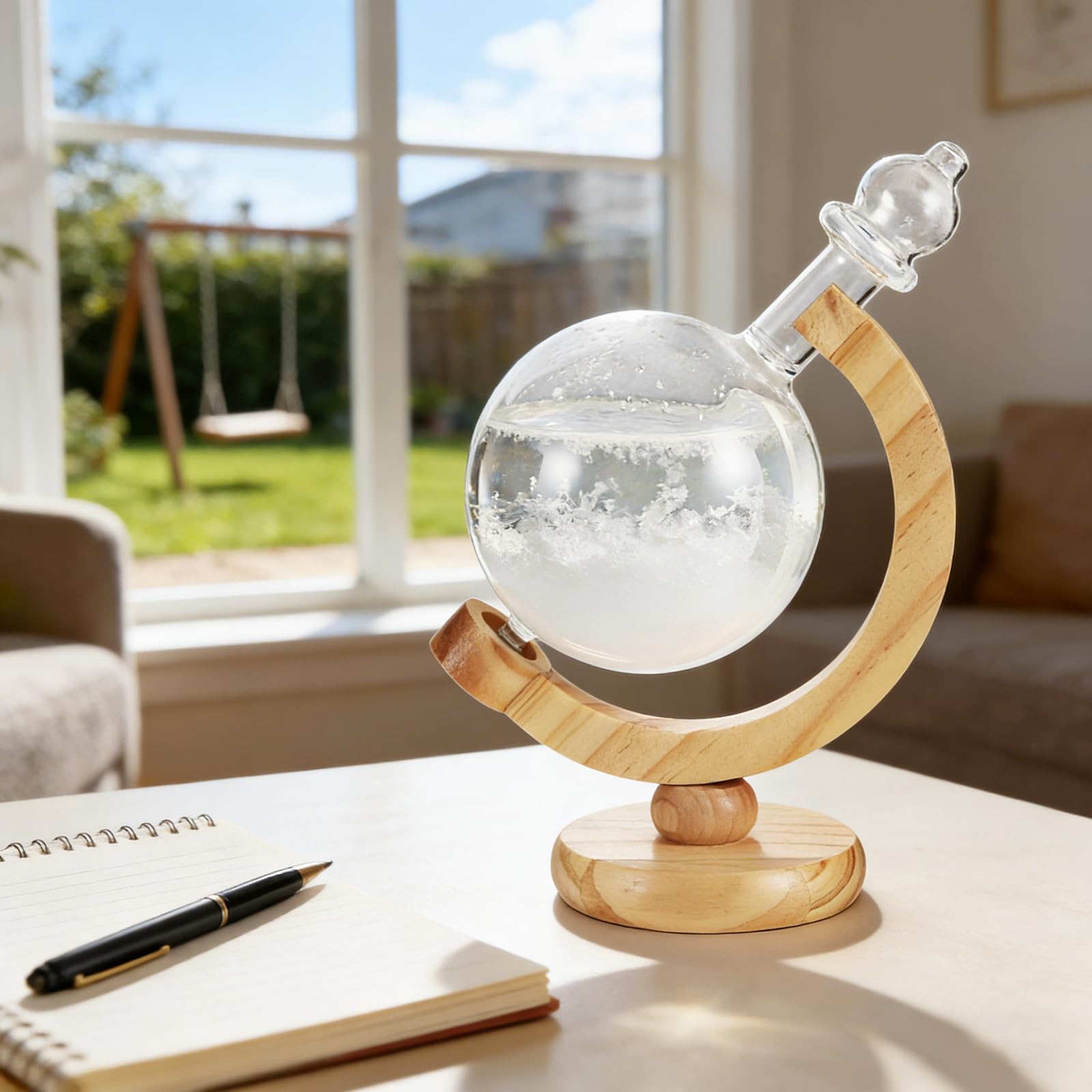 Storm Glass Verre Tempête Stations, Globe Forme Bouteille de Prévisions Météo, Météo Prévisions Créatives Style Nordique Pour la Maison et la Décoration de Bureau