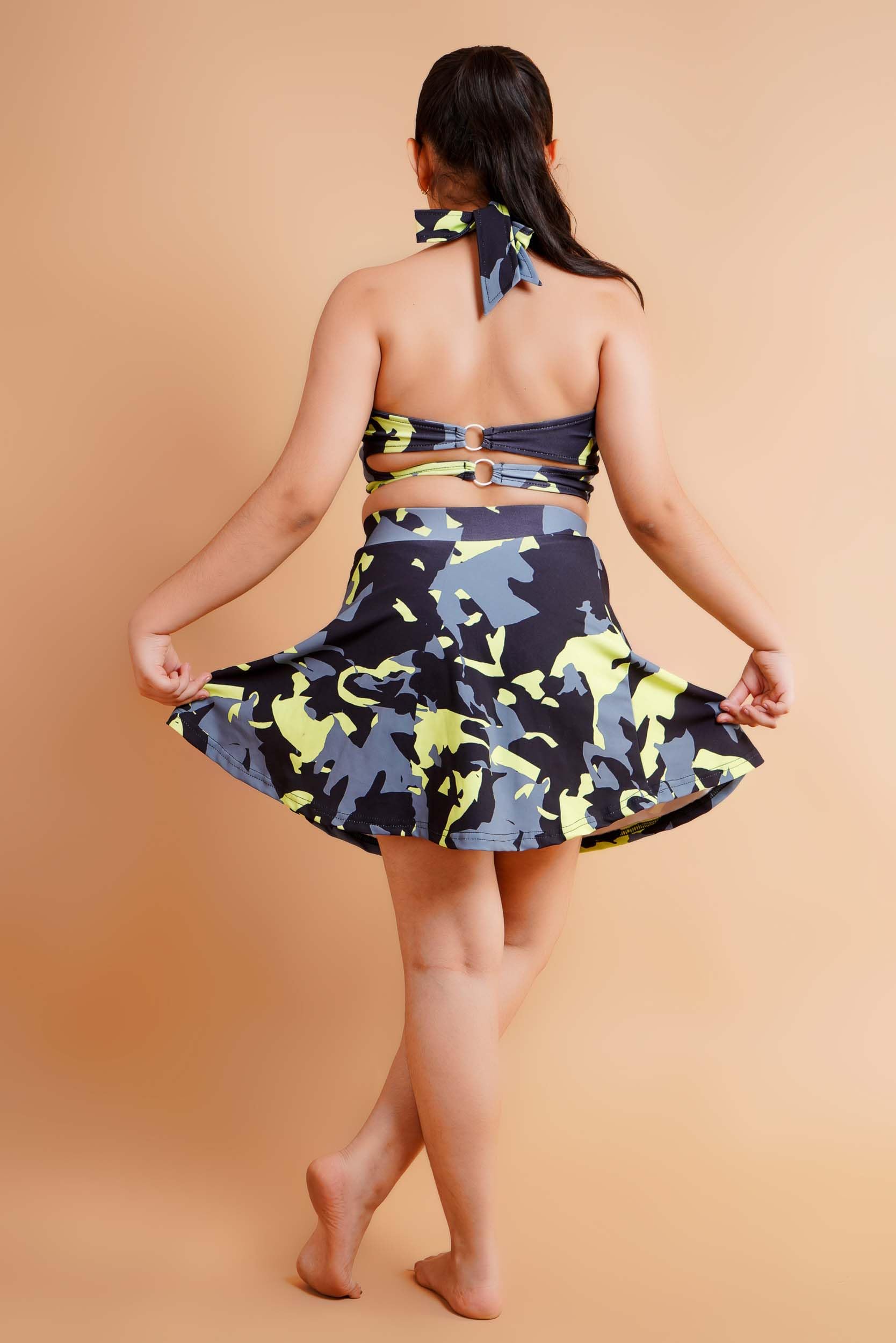 Keepfit Kids Girls Camouflage Printed Halter Neck top and Skirt Swimset | Comfortable Quick Dry Beachwear for Girls 3