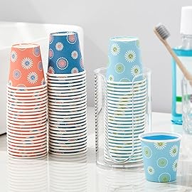 SIUQ 1200 Pack 3 oz Paper Cups, Disposable Bathroom Cups, Mini Mouthwash Cups, Small Cup 3 Ounce for Bathroom, Party, Picnic, BBQ, Travel(Daisy)