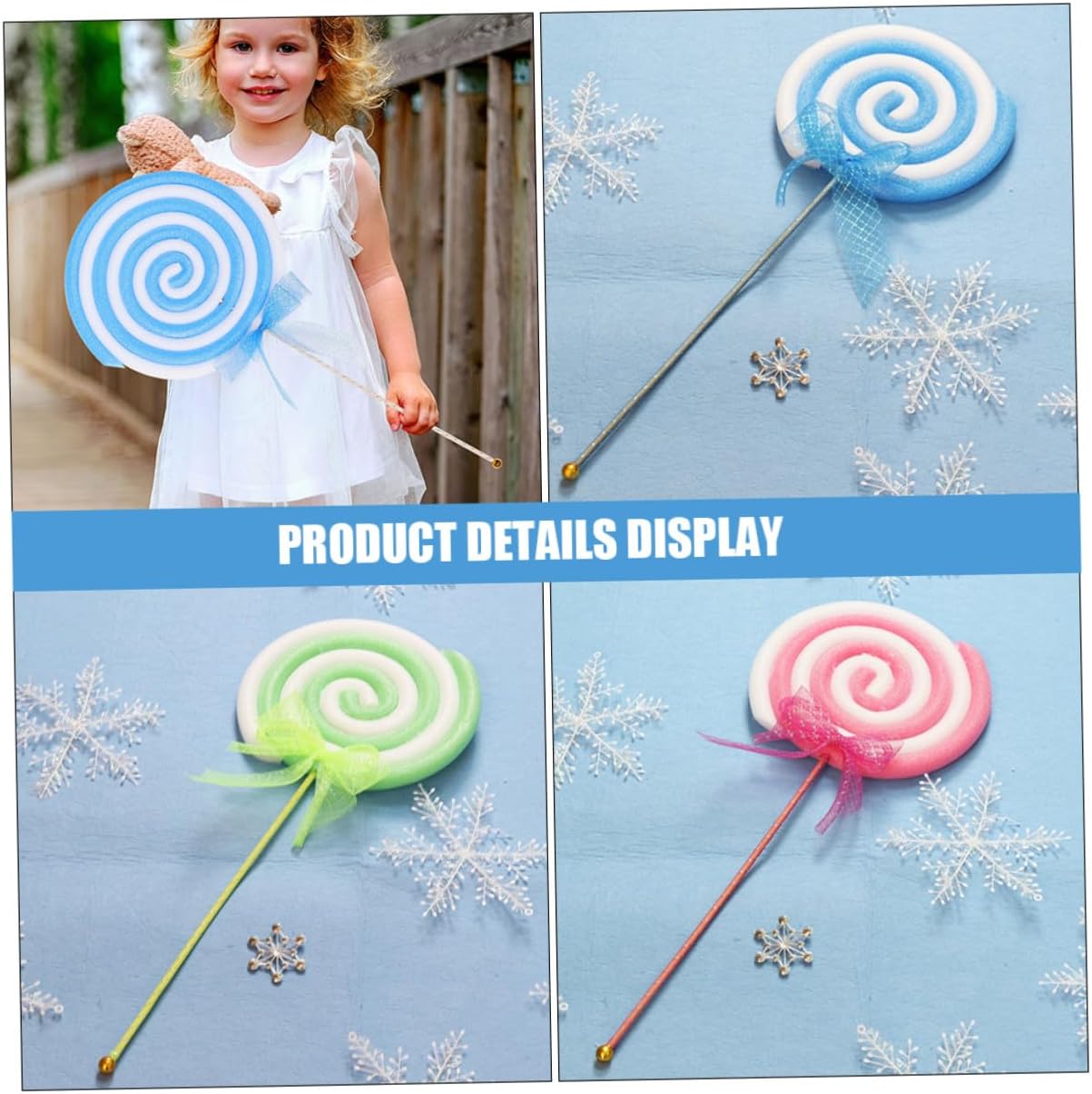 3pcs Small Red Green Blue Foam Lollipop Photography Props Decorative Candy Ornaments for Party Photo Booth Carnival Supplies