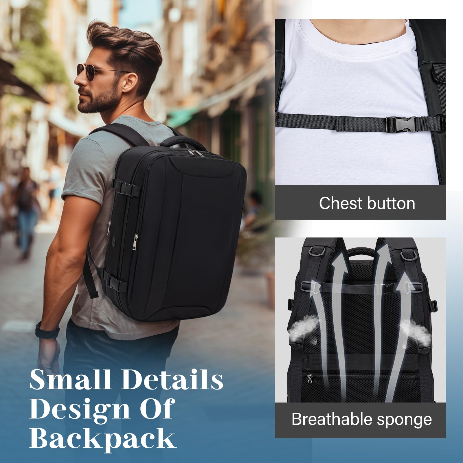 Hayayu Mochila Viaje Cabina Avion 45x36x20 para Easyjet Maletas de Viaje Cabina 45x36x20 Mochila Ordenador 15.6 Pulgadas Equipaje de Mano 30L Mochilas Tipo Casual con Bolsillo Antirrobo