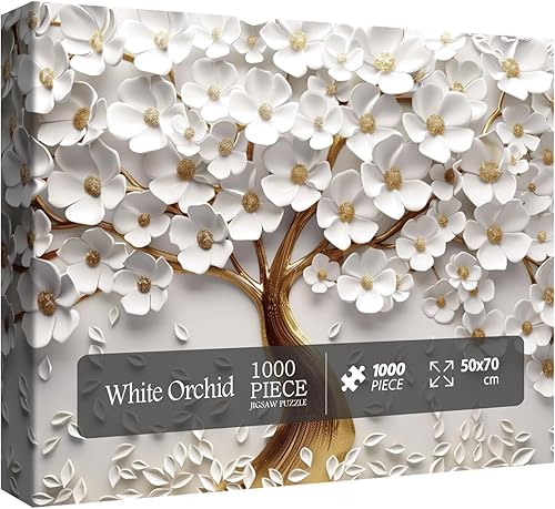 Miniatura 2 de Rompecabezas de árbol de flores para adultos, 1000 piezas de naturaleza, rompecabezas floral duro, bonito rompecabezas de orquídeas de plantas