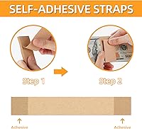 Vista 4 de PONNOR Paquete de 550 bandas de dinero en blanco natural kraft marrón para efectivo, correas autoadhesivas para monedas, para envoltorios