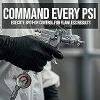 Vista 6 de LE LEMATEC Air Compressor Regulator & Flow Control Valve with Pressure Gauge - for Pneumatic Tools, Spray Painting, Tire Inflation, 1/4 NPT, 0-150