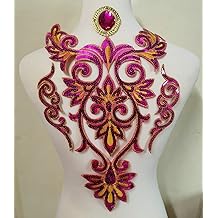 4pcs Hot Pink Sequins Flower Applique Patches - Handmade DIY Embroidery Stickers For Clothing