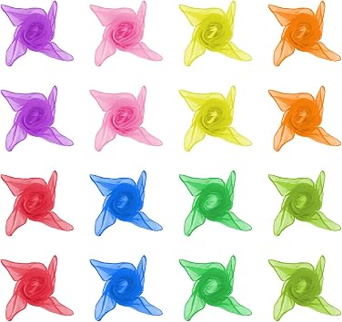 Square Dance Scarves - 16 Pcs Juggling Silk Scarves for Music Movement, Kids 8 Colors, 24" x 24"