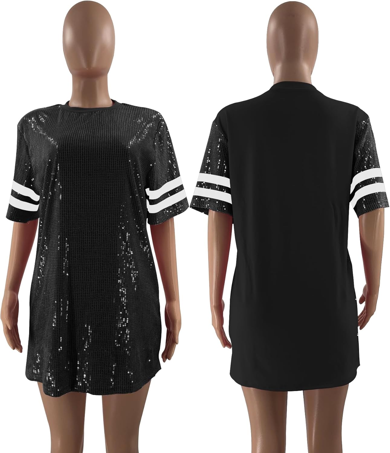 PORRCEY Juniors Short Sleeve Sequin Funny Dress Shirts