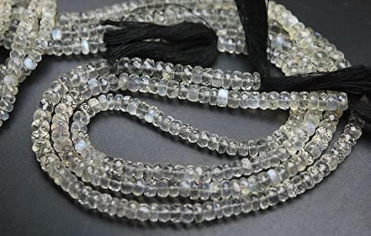 Siloni Moonstone Faceted Rondelles d'environ 5mm pour création bijoux DIY
