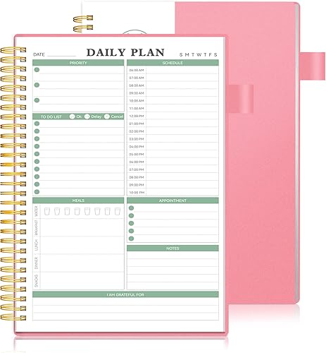 ALLTREE - Agenda diaria sin fecha, planificador diario sin fecha, planificador diario de lista de tareas pendientes con espiral con rastreador de