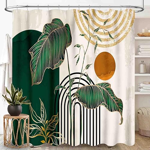 Miniatura 21 de Cortina de ducha con diseño floral hippie, estilo retro de los años 70, diseño de margaritas naranjas, bonitas, estéticas, bohemias, divertidas,