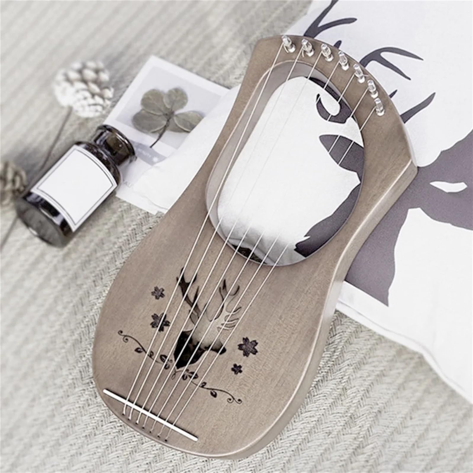 Arpa a lira Strumenti a corda for arpa a lira a 7 corde in legno massello di mogano con metallo