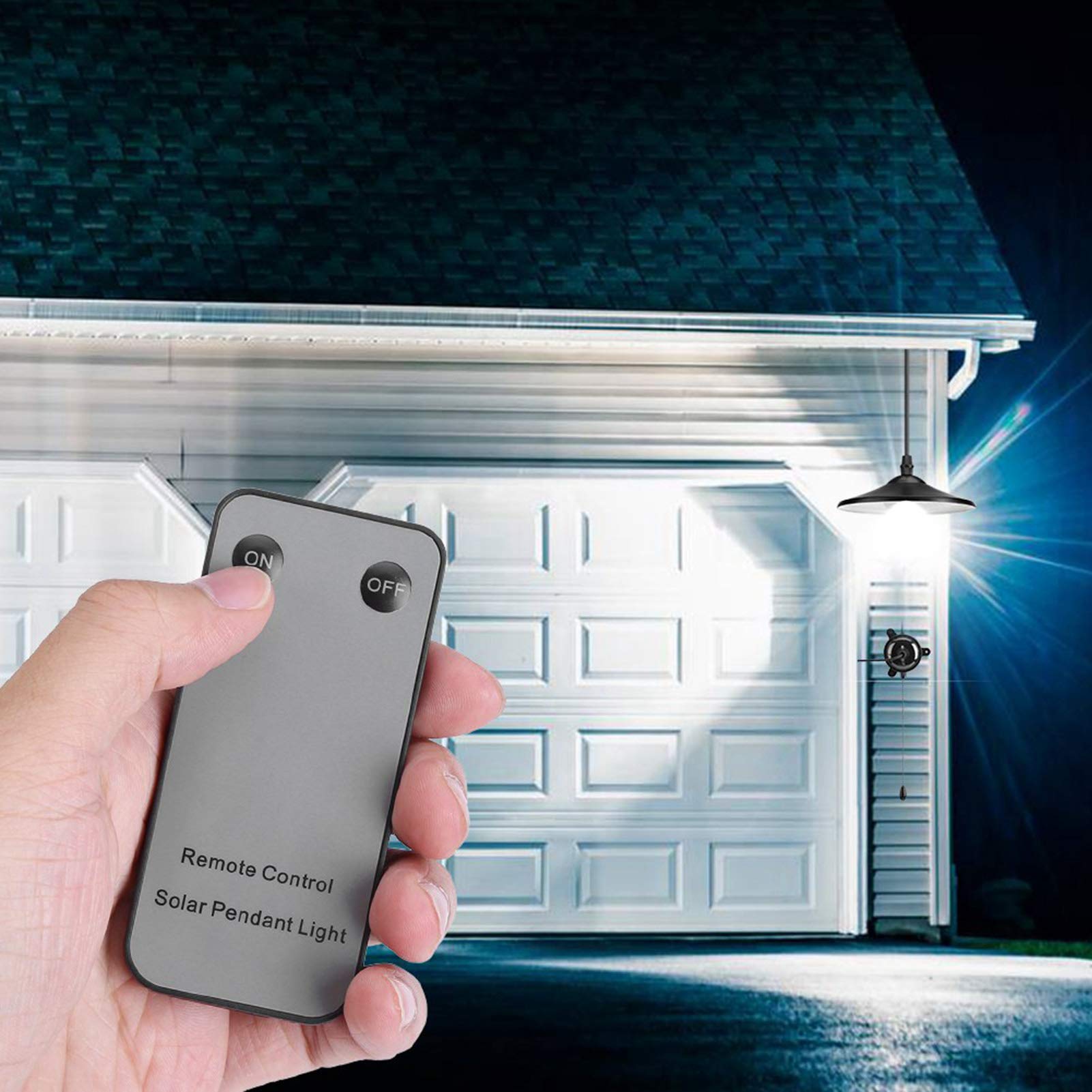 Capannone Solare, Lampada a Sospensione per Interni Ed Esterni, Batteria Agli Ioni di Litio da 400 MAh, Ad Energia Solare per Fienile, Garage, Officina